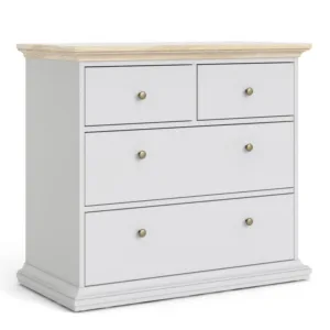 PARIS Chest of 4 Drawers in White and Oak