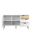 OSLO Sideboard - Large - 3 drawers 2 Doors in White and Oak - Image 7