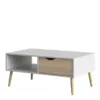 OSLO Coffee Table 1 Drawer 1 Shelf in White and Oak - Image 9