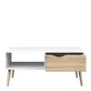 OSLO Coffee Table 1 Drawer 1 Shelf in White and Oak - Image 7
