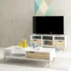 OSLO Coffee Table 1 Drawer 1 Shelf in White and Oak - Image 6