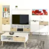 OSLO Coffee Table 1 Drawer 1 Shelf in White and Oak - Image 5