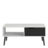 OSLO Coffee Table 1 Drawer 1 Shelf in White and Black Matt - Image 9