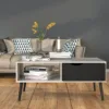 OSLO Coffee Table 1 Drawer 1 Shelf in White and Black Matt - Image 5