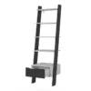 OSLO Leaning Bookcase 1 Drawer in White and Black Matt - Image 6