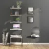 OSLO Leaning Bookcase 1 Drawer in White and Black Matt - Image 5