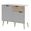 OSLO Sideboard - Small - 1 Drawers 2 Doors in White and Oak - Image 10