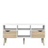OSLO TV Unit - Wide - 2 Drawers 4 Shelves in White and Oak - Image 11