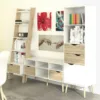 OSLO TV Unit - Wide - 2 Drawers 4 Shelves in White and Oak - Image 6