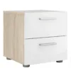 PEPE Bedside 2 Drawers in Oak and White High Gloss