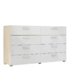 PEPE Wide Chest of 8 Drawers (4+4) in Oak and White High Gloss