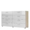 PEPE Wide Chest of 8 Drawers (4+4) in Oak and White High Gloss - Image 12
