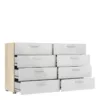 PEPE Wide Chest of 8 Drawers (4+4) in Oak and White High Gloss - Image 11