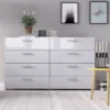 PEPE Wide Chest of 8 Drawers (4+4) in Oak and White High Gloss - Image 10