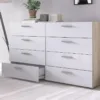 PEPE Wide Chest of 8 Drawers (4+4) in Oak and White High Gloss - Image 9