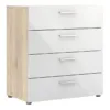 PEPE Chest of 4 Drawers in Oak and White High Gloss