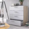 PEPE Chest of 4 Drawers in Oak and White High Gloss - Image 5