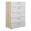 PEPE Chest of 5 Drawers in Oak and White High Gloss