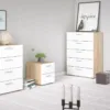 PEPE Chest of 5 Drawers in Oak and White High Gloss - Image 4
