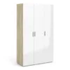PEPE Wardrobe with 3 Doors in Oak and White High Gloss