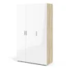 PEPE Wardrobe with 3 Doors in Oak and White High Gloss - Image 12