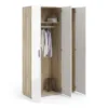 PEPE Wardrobe with 3 Doors in Oak and White High Gloss - Image 9