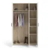 PEPE Wardrobe with 3 Doors in Oak and White High Gloss - Image 8