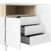 ROOMERS Sideboard 3 Drawers 3 Doors in White and Oak - Image 6