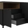 ROOMERS Sideboard 3 Drawers 3 Doors in Black and Walnut - Image 4