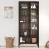 ROOMERS Display Cabinet Glazed 2 Doors in Black and Walnut - Image 8