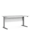 PRIMA Desk 150cm in White with Height Adjustable Legs with Electric Control in Silver Grey Steel Legs