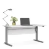 PRIMA Desk 150cm in White with Height Adjustable Legs with Electric Control in Silver Grey Steel Legs - Image 6