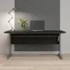 PRIMA Desk 150cm in Black Woodgrain with Height Adjustable Legs with Electric Control in Silver Grey Steel Legs - Image 7