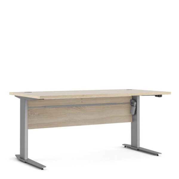 PRIMA Desk 150cm in Oak with Height Adjustable Legs with Electric Control in Silver Grey Legs