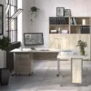 PRIMA Desk 150cm in Oak with Height Adjustable Legs with Electric Control in Silver Grey Legs - Image 5