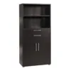 PRIMA Bookcase 2 Shelves with 2 Drawers and 2 Doors in Black Woodgrain