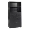 PRIMA Bookcase 1 Shelf with 2 Drawers + 2 File Drawers in Black Woodgrain