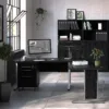 PRIMA Bookcase 1 Shelf with 2 Drawers + 2 File Drawers in Black Woodgrain - Image 4
