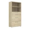 PRIMA Bookcase 1 Shelf with 2 Drawers + 2 File Drawers in Oak