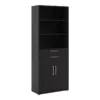 PRIMA Bookcase 3 Shelves with 2 Drawers + 2 Doors in Black Woodgrain