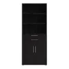 PRIMA Bookcase 3 Shelves with 2 Drawers + 2 Doors in Black Woodgrain - Image 12