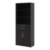 PRIMA Bookcase 3 Shelves with 2 Drawers + 2 Doors in Black Woodgrain - Image 11