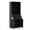 PRIMA Bookcase 3 Shelves with 2 Drawers + 2 Doors in Black Woodgrain - Image 10