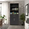 PRIMA Bookcase 3 Shelves with 2 Drawers + 2 Doors in Black Woodgrain - Image 8