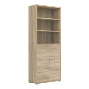 PRIMA Bookcase 3 Shelves with 2 Drawers + 2 Doors in Oak