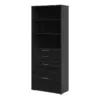 PRIMA Bookcase 2 Shelves with 2 Drawers + 2 File Drawers in Black Woodgrain - Image 12