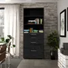 PRIMA Bookcase 2 Shelves with 2 Drawers + 2 File Drawers in Black Woodgrain - Image 10