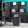PRIMA Bookcase 2 Shelves with 2 Drawers + 2 File Drawers in Black Woodgrain - Image 9