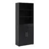 PRIMA Bookcase 4 Shelves with 2 Doors in Black Woodgrain