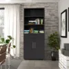 PRIMA Bookcase 4 Shelves with 2 Doors in Black Woodgrain - Image 8
